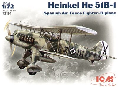 He.51В-1 истребитель-биплан ВВС Испании - 72191 ICM 1:72