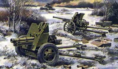 45-мм пушка 19-К (1932) и 76-мм пушка ОБ-25 (1943) - UMmt-605 UM Military Technics 1:72