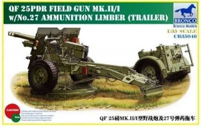 CB35046 QF 25pdr Field Gun Mk.II/I w/No.27 limber Bronco 1:35