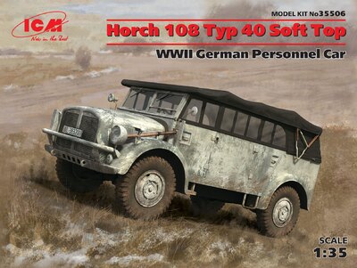 Horch 108 Typ 40 (с поднятым тентом) армейский автомобиль - 35506 ICM 1:35