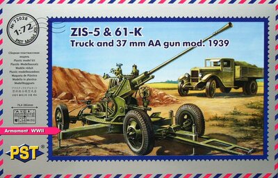 PST 72028 Сборная модель автомобиля ЗиС-5 с 37-мм зенитным орудим 61-К. Масштаб 1/72